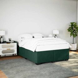 Estrutura de cama sem colchão 140x190 cm veludo verde-escuro