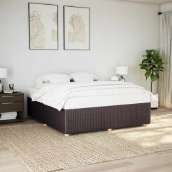 Estrutura de cama sem colchão 200x200 cm tecido castanho-escuro