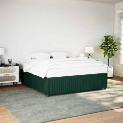 Estrutura de cama sem colchão 200x200 cm veludo verde-escuro