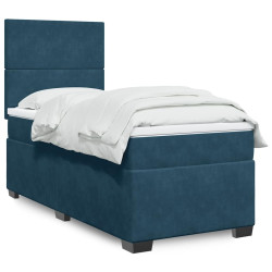 Cama boxspring com colchão 80x200 cm veludo azul