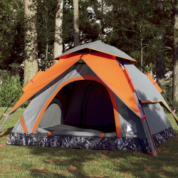 Tenda campismo cúpula 3 pessoas libertação rápida cinza/laranja