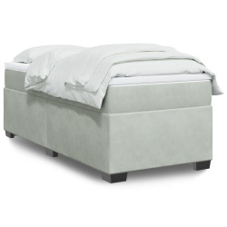 Cama com molas/colchão 90x190 cm veludo cinza-claro