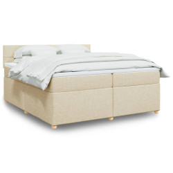 Cama com molas/colchão 200x200 cm tecido cor creme