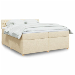 Cama com molas/colchão 200x200 cm tecido cor creme