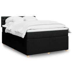 Cama com molas/colchão 140x190 cm tecido preto