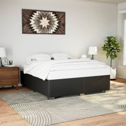 Estrutura de cama 200x200 cm couro artificial preto