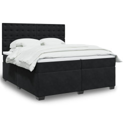 Cama com molas/colchão 200x200 cm veludo preto