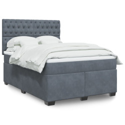 Cama com molas/colchão 140x190 cm veludo cinzento-escuro