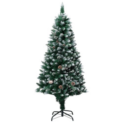 Árvore de natal artificial com pinhas e neve branca 180 cm