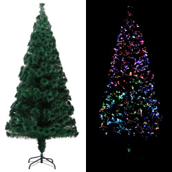 Árvore de natal artificial com suporte 180 cm fibra ótica verde