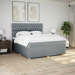 Cama com molas/colchão 180x200 cm tecido cinzento-claro