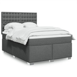 Cama com molas/colchão 140x190 cm tecido cinzento-escuro