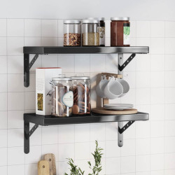 Prateleiras de parede 2 pcs 50x23,5cm aço inoxidável prateado