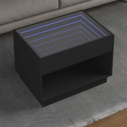 Mesa de centro luzes LED infinity 70x50x50 cm preto