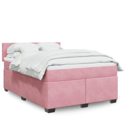 Cama com molas/colchão 140x200 cm veludo rosa-escuro