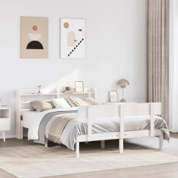 Cama sem colchão 135x190 cm madeira de pinho maciça branco