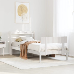 Cama sem colchão 75x190 cm madeira de pinho maciça branco