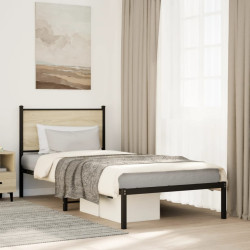 Estrutura de cama sem colchão 80x200 cm metal carvalho sonoma