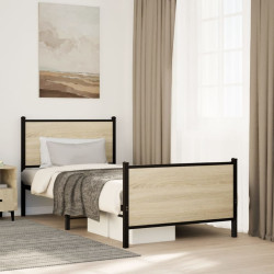 Estrutura de cama sem colchão 90x190 cm metal carvalho sonoma