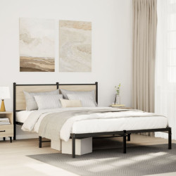 Estrutura de cama sem colchão 150x200cm metal carvalho sonoma