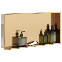 Nicho parede p/ duche 62x32x9cm aço inoxidável dourado escovada