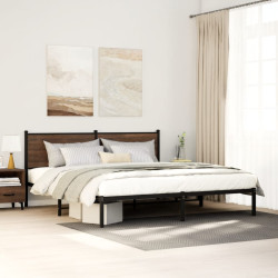 Estrutura cama sem colchão 183x213 cm metal carvalho castanho