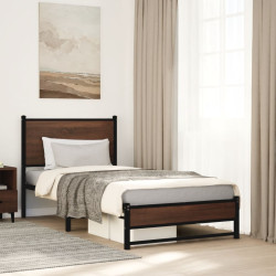 Estrutura de cama sem colchão 80x200 cm metal carvalho castanho