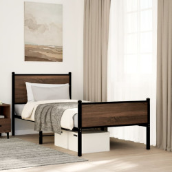 Estrutura de cama sem colchão 90x190 cm metal carvalho castanho