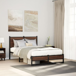 Estrutura de cama sem colchão 120x200cm metal carvalho castanho