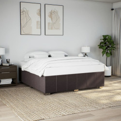 Estrutura de cama sem colchão 180x200 cm tecido castanho-escuro