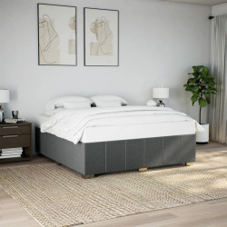 Estrutura de cama sem colchão 180x200 cm tecido cinzento-escuro