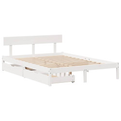 Cama sem colchão 160x200 cm madeira de pinho maciça branco