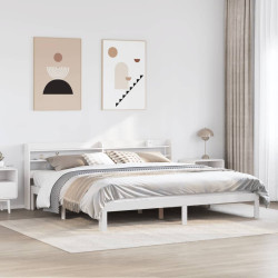 Estrutura de cama c/ cabeceira sem colchão 200x200 cm branco