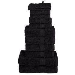 12Pcs conjunto toalhas banho premium solund 600 gsm preto