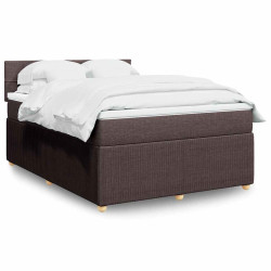 Cama com molas/colchão 140x190 cm tecido castanho-escuro