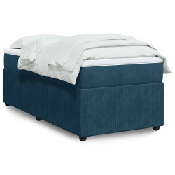 Cama com molas/colchão 100x200 cm veludo azul-escuro