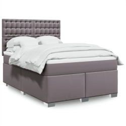 Cama com molas/colchão 140x190 cm couro artificial cinzento