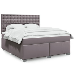 Cama com molas/colchão 180x200 cm couro artificial cinza