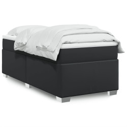 Cama com molas/colchão 100x200 cm couro artificial preto