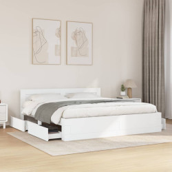 Estrutura de cama c/ cabeceira sem colchão 200x200 cm branco