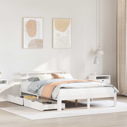 Estrutura de cama c/ gavetas 120x200 cm pinho maciço branco