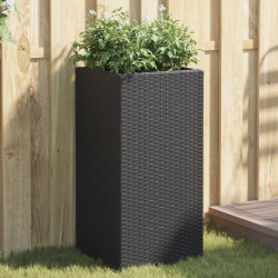 Vaso/floreira de jardim 2 pcs 40x40x80 cm vime PE preto
