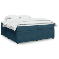 Cama com molas/colchão 200x200 cm veludo azul-escuro
