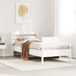 Cama sem colchão 90x200 cm madeira de pinho maciça branco