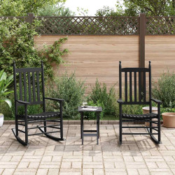 Cadeiras de baloiço 2 pcs c/ mesa dobrável álamo maciço preto