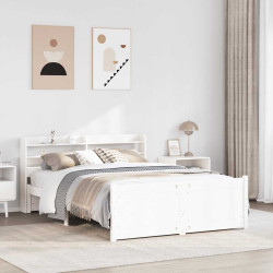 Estrutura de cama c/ cabeceira sem colchão 140x190 cm branco