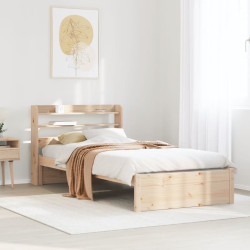 Estrutura de cama com cabeceira 75x190 cm pinho maciço