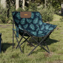 Cadeiras de campismo com bolso dobráveis 2 pcs estampa folhas