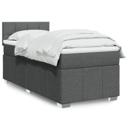 Cama com molas/colchão 90x190 cm tecido cinza-escuro