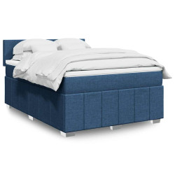 Cama com molas/colchão 140x190 cm tecido azul